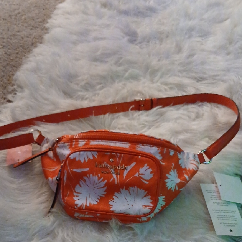 Kate Spade Orange and White Floral Crossbody Bag